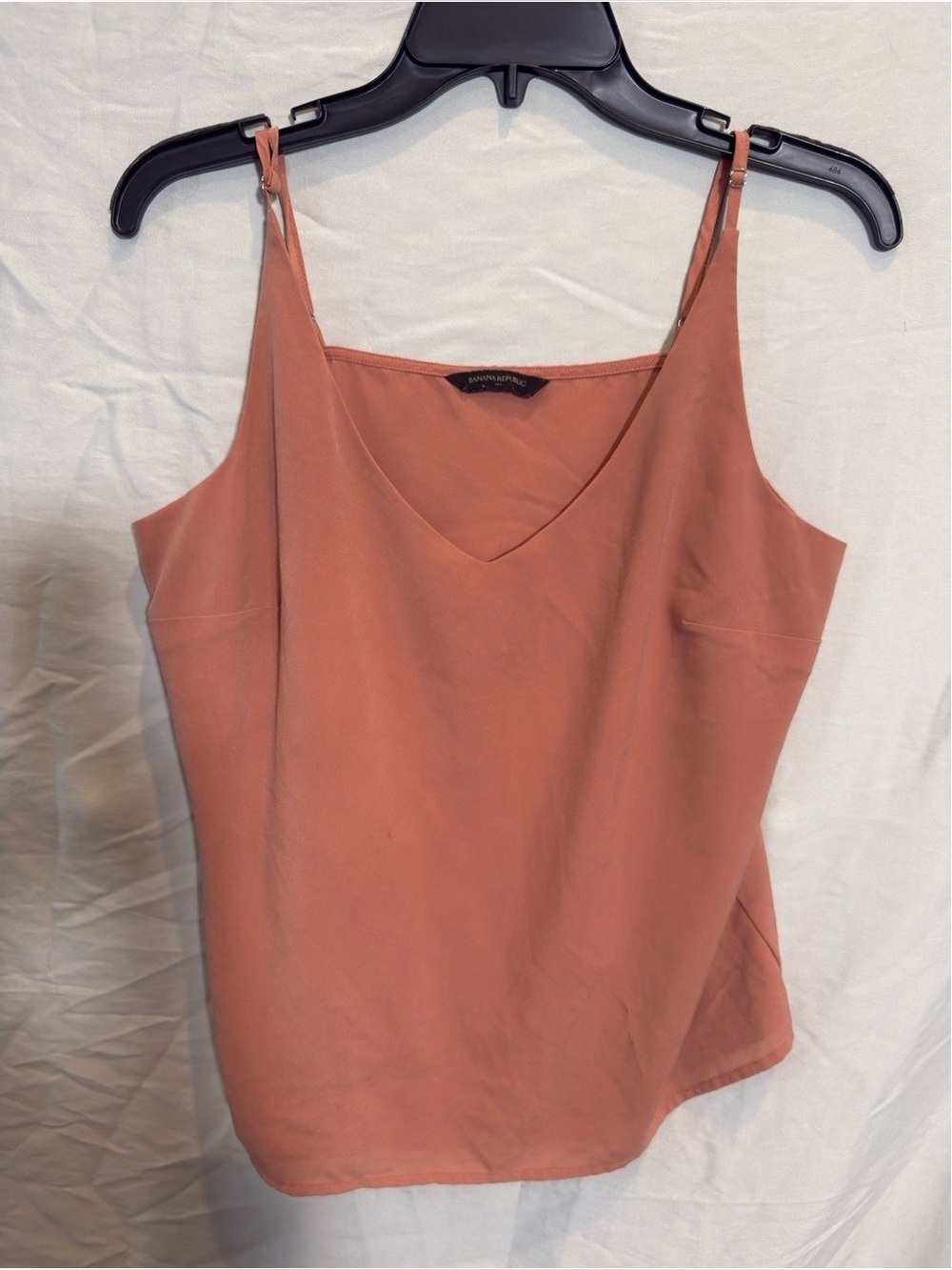Banana Republic Dusty Coral V-Neck Satin Cami Pink Tank Top